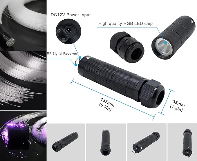 Car Use Starlight Headliner Kits, AZIMOM RGBW 6W Fiber Optic Star Ceiling Light Kit 450pcs 0.03in 9.8ft, Bluetooth/APP & Sound Activated Sensory Music Mode Home Roof Ceiling Decor