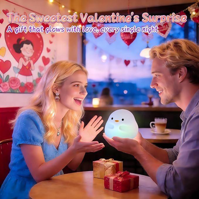 Rytinazzz Duck Night Light, Color Changing Mode & 50-Hour Battery, Squishy Silicone Lamp for Kids Room, USB Rechargeable with Timer, Valentines Gifts
