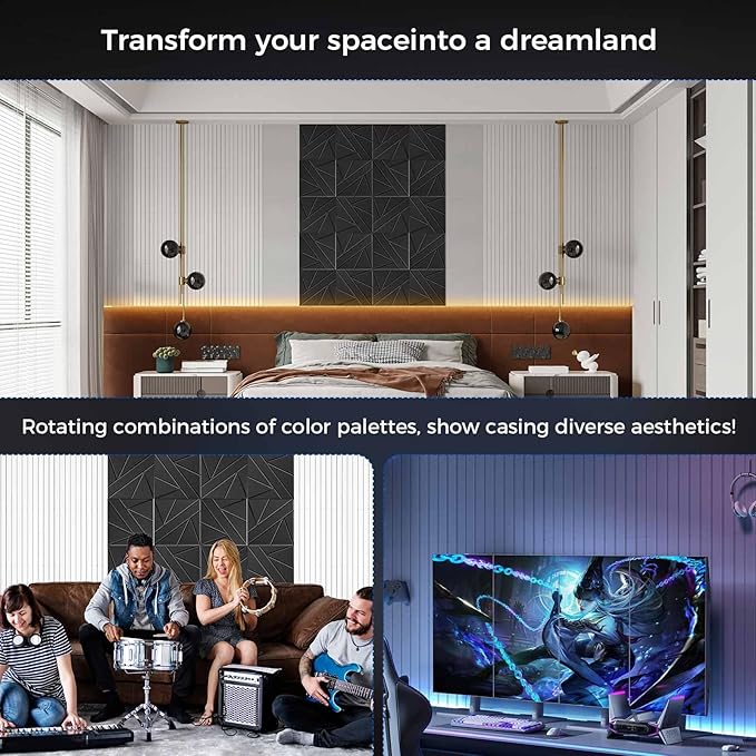 BSHEAD 12 Pack Large Soundproof Wall Panels, 15.7 x 15.7 x 0.47 in Sound Proof Foam Panels for Walls, 1.2lb/ft³ High Density, Thicker 0.47in, Acoustic Panels, Sound Dampening Panels White