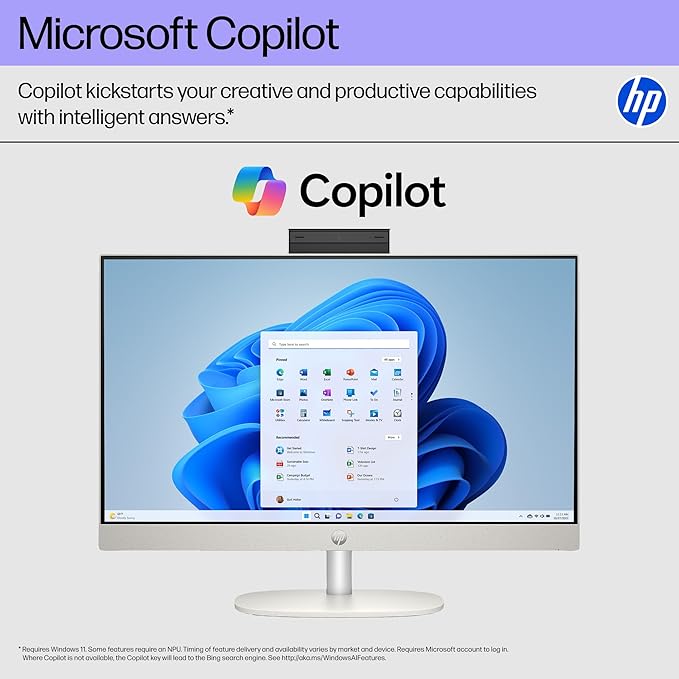 HP 27" FHD Touchscreen All-in-One Desktop Computer, 16GB DDR5 RAM, 1TB SSD Storage, AMD Ryzen 5 7520U Processor, WiFi6, Wireless Keyboard & Mouse, Windows 11