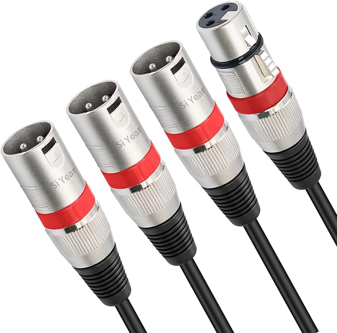 SiYear XLR Splitter Cable 3 Way - 1 XLR Female to 3 Male Patch Y Cable Balanced Microphone Splitter 3 in 1 Cord Audio Adapter (60cm/2FT)