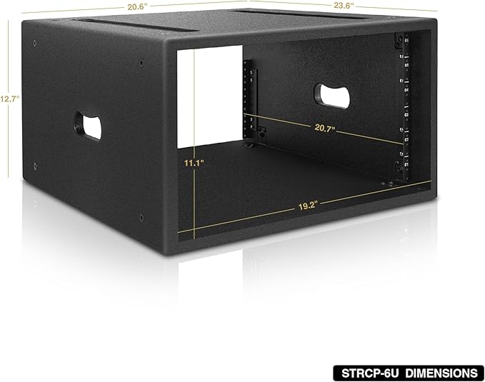 Sound Town 6U PA/DJ Rack/Road Case with 6-Space, Industry-Grade 0.7" (18mm) Plywood with Polyurea Coating, 20.7" Rackable Depth - Pro Tour Grade (STRCP-6U)