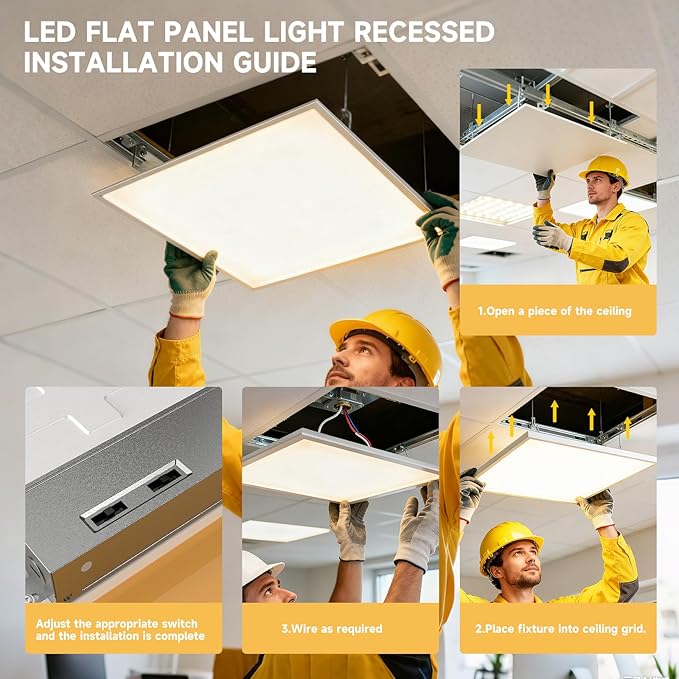 6 Pack 2x2 LED Flat Panel Light Drop Ceiling Office Fixture,Surface Mount Drop Ceiling Fixture,4800LM, 20W/25W/30W/35W/40W Selectable,3000K/3500K/4000K/5000K/6500K 5CCT,Dimmable (0-10V),ETL Listed