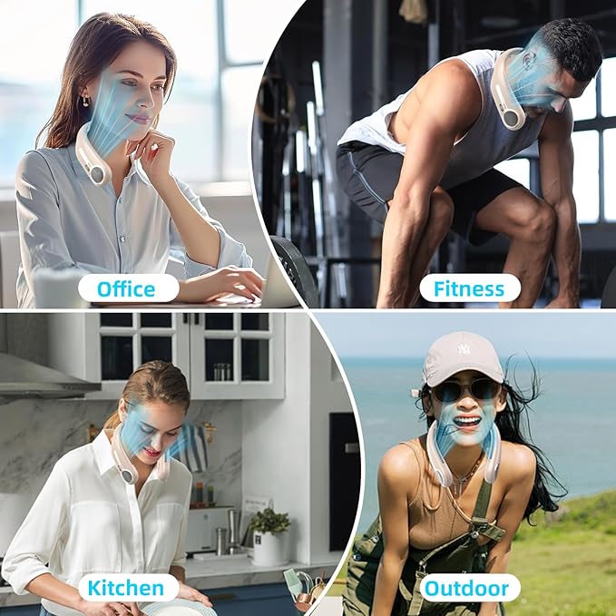 Portable Neck Fan,Hands Free Personal Wearable Bladeless Fan,6000mAh USB Rechargeable,360° Cooling,LED Display,4-Speeds,Birthday Gifts for Men Women Dad Mom,Valentines Day Gifts for Her Him (Brown)