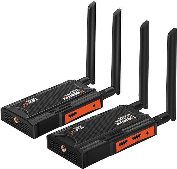 Wireless HDMI Transmitter and Receiver,250m(820ft) Wireless HDMI Extender Kit with Loop Out,2.4/5.8GHz 1080P Full HD for Streaming from DSLR,Laptop,TV Box,PS4 to TV/Projector IR Support.