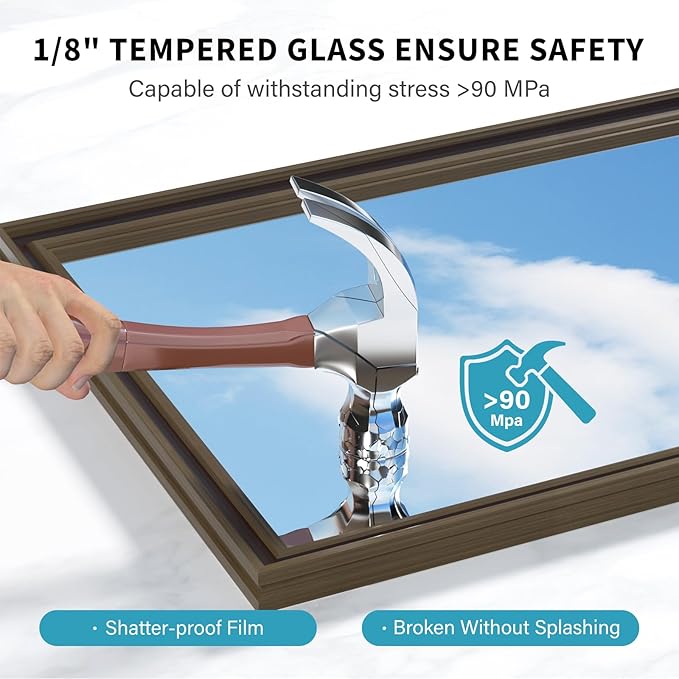 Retro Copper Effect Framed Wall Mirror, 24x36 Rectangle Mirror, Anti-desilvering Tempered Glass, Sustainable&Sturdy Frame, Anti-Rust, HD Reflection &3min Fast Setup for Bathroom Living Room