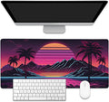 EOBKLAX Mouse Pad,Retro Sunset Desk Mat for Desktop,Desk Pad with Non-Slip Base and Stitched Edge,Extended Mousepad for Office and Home 35.4X15.7 Inch