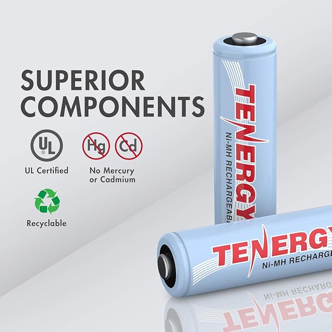 Tenergy Rechargeable Battery and Charger Combo TN162 - 8-Bay Smart AA/AAA NiMH/NiCd Charger + 8 pcs AAA NiMH Rechargeable Batteries