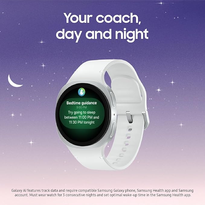 Samsung Galaxy Watch 8 (2025) 40mm Bluetooth Smartwatch, Cushion Design, Fitness Tracker, Sleep Coaching, Running Coach, Energy Score, Heart Rate Tracking, Graphite [US Version, 2 Yr Warranty]