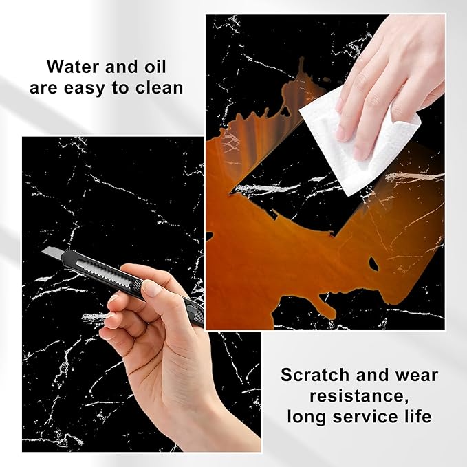 Wall Panels Peel and Stick，PVC Imitation Artificial Marble Tiles Sticker，10 pcs 23.6" L x 11.8" W，Heat-Resistant Backsplash Tile，Ideal for Kitchen Bathrooms Living Rooms Bedrooms.