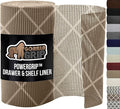 GORILLA GRIP powerGRIP Drawer Shelf and Cabinet Liner, Thick Strong Hold, Non-Adhesive Liners Protect Kitchen Cabinets and Cupboard, Bathroom Drawers, Easy Install, Breathable Mat, 12" x30', Beige