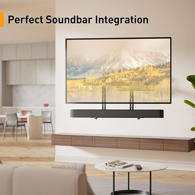 Perlegear Soundbar Mount, Sound Bar Mount with Holes/Without Holes, Sound Bar Mounts Under TV up to 15 lbs, Non-Slip Base Holder Extends 3.5” to 6”, Attach Speaker to TV or Wall