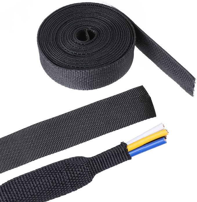 Sonoreboom 2 in 1 Heat Shrink Braided Sleeving Fabric Tubing-Ideal fit Irregular Shape Hose/Cable/Wire (1/2"(12mm), 22FT)
