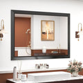 SMIROR Matte Black Bathroom Mirror for Over Sink 40x 30 inch, Metal Thick Frame Rectangle Vanity Mirror for Wall, Anti-Rust, Horizontally or Vertically Mounted