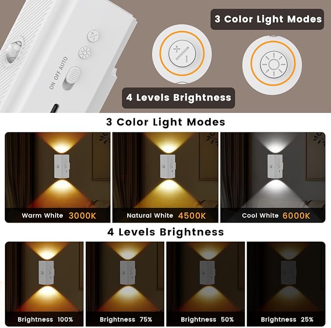 easuntec Rechargeable Motion Sensor Night Light Warm White, Wireless Dimmable - Image 8