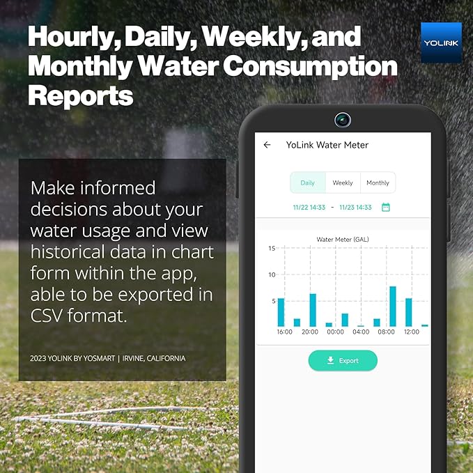 YoLink FlowSmart NSF Smart Water Monitor and Leak Detection: 1 Inch Advanced Smart Home Water Meter, Hub Included