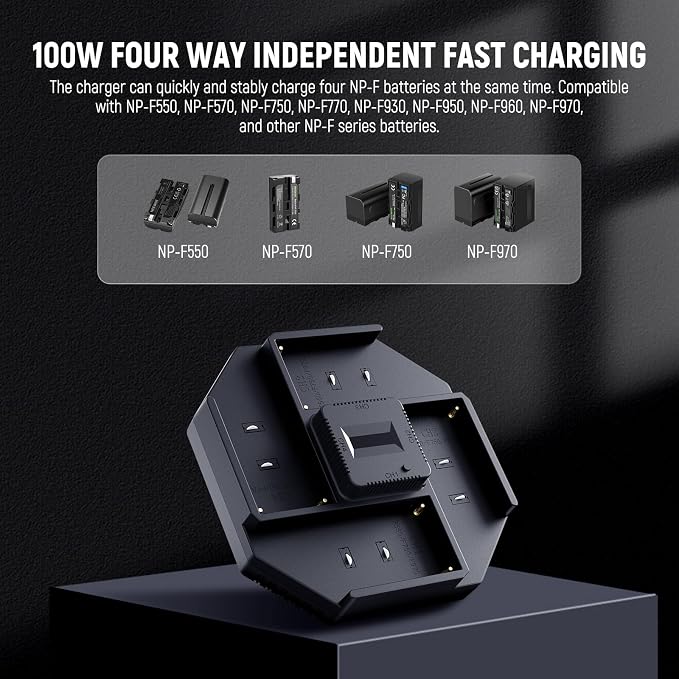 NEEWER NP-F970 4Pcs 7800mAh Replacement Batteries &100W PD 4 Channel OLED Fast - Image 3