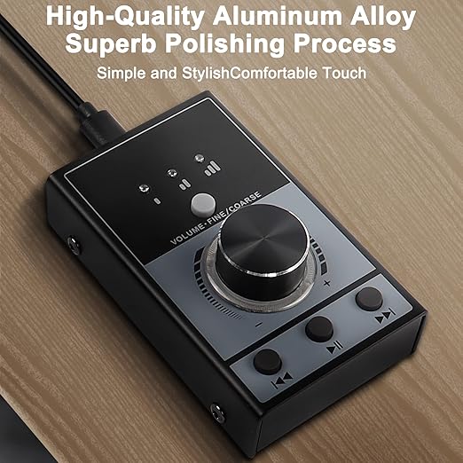 XMSJSIY USB Volume Knob Controller Multimedia Computer Sound Controller with Play/Pause/Back/Forward Function,One-Click Mute for Phone PC Speaker Audio Adjustment