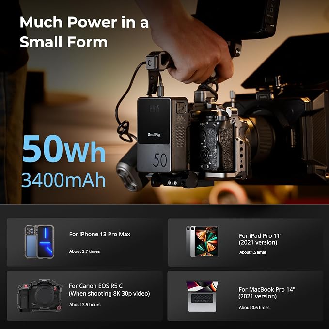 SMALLRIG V Mount Battery VB50, 50Wh / 3400mAh V Mount Battery - Image 7