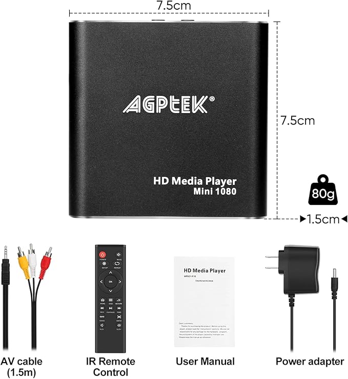 HDMI Media Player, Black Mini 1080p Full-HD Ultra HDMI Digital Media Player for -MKV/RM- HDD USB Drives and SD Cards