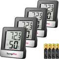 TempPro TP49 4 Pieces Digital Hygrometer Indoor Thermometer Humidity Meter Mini by TempPro