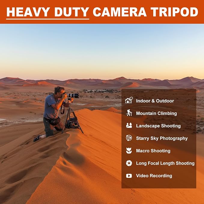 80/85 inches Heavy Duty Tripod for Camera and Phone, DSLR Binoculars Spotting - Image 3