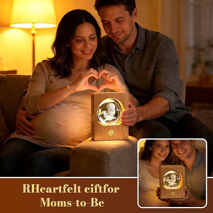 Gloryage Personalized 3D Crystal Photo Lamp – Custom Engraved Memory Ball with Warm LED Light and Wood Base, Ideal Gift for Anniversary, Wedding, Birthday, Valentine's Day, Pet Memorial