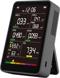 Professional Indoor Air Quality Monitor with AQI Alarms, Portable Real-Time Detector for Home Cars Plants and Pets (Black)