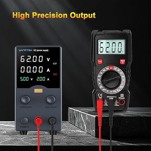 Wanptek DC Power Supply Variable 62V 5A, Bench Power Supplies with Encoder Adjustments Knob, USB Fast Charge Port with Output Current Display, 4-Digit LED Display