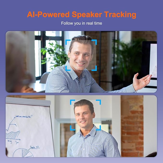 RayBit 4K Video Conference Room Camera System with Remote Control, AI Auto Framing&Focus, Speaking Tracking, Digital Zoom, Webcam with Microphone and Speaker for Windows TV/PC/Laptop/Zoom/Teams/Skype