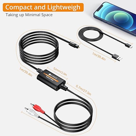 Neoteck 192kHz DAC Converter 5.9ft/1.8m Optical to RCA Cable SPDIF to RCA Digital to Analog Converter with Built-in Audio Amplifier Chipset for HDTVs Set-Top Boxes DVD/Blu-Ray Players-Male Output