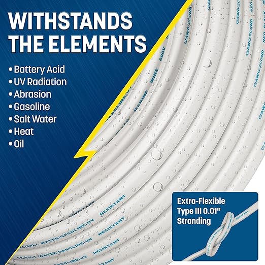 GS Power 200 Ft Duplex Marine Wire, 18 Gauge Wire, Oxygen-Free Tinned Copper 18 AWG Electrical Boat Wiring, Sheathed Copper Marine Grade Electrical Cable for Boat Automotive RV Camper Trailer