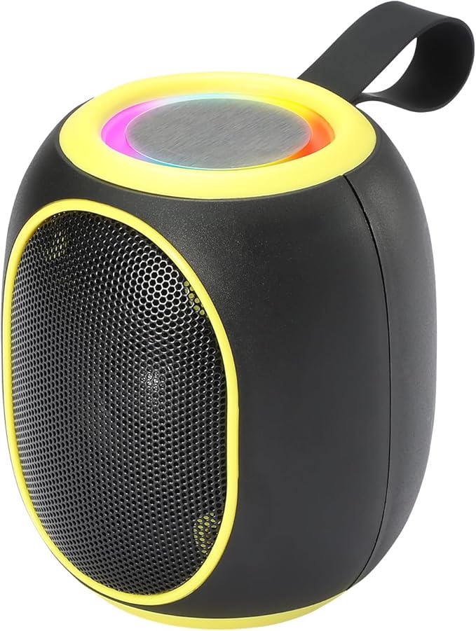 Portable Bluetooth Speaker – 8W HD audio quality, TWS stereo pairing, LED light show, compact and portable, suitable for outdoor use, can be used in cars, travel and parties, a cool teen gift(Yellow)