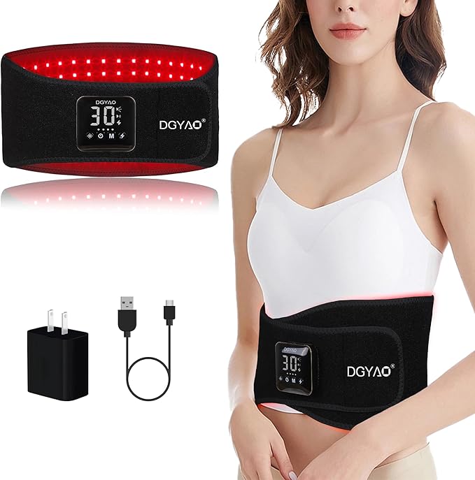 Cordless Rechargeable Red Light Therapy Belt, Wearable Infrared Light Therapy with Pulse Mode, Removable 4000 mAh Battery 5 Light Intensities to Relieve Back Body Pain