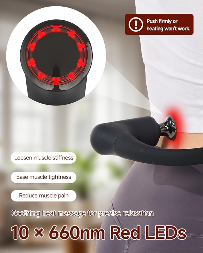 CAREKING Upgraded 2-in-1 Massage Gun with Heat, Pain Relief Deep Tissue Back and Neck Massager with Extension Handle, Handheld Muscle Massage Gun for Back, Shoulder, Arm,Thigh