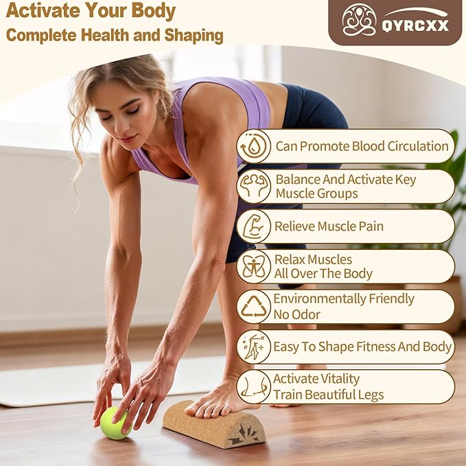 35cm Cork Balance Board (Not 30cm) - Foot Restoration & Balance Kit for Plantar Fasciitis Recovery - Professional Ankle Strength & Stability Trainer for Seniors & Standing Desk - Supports 440+ Lbs