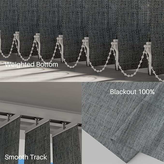 Blindify Motorized Vertical Blinds, Blackout Sliding Door Shades Vertical Shades Remote Control Customize, Dark Grey