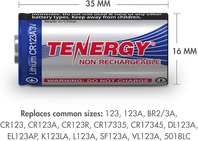 Tenergy 3V CR123A Lithium Battery, High Performance CR123A Cell Batteries PTC - Image 4