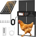 Automatic Chicken Coop Door Solar Powered, Aluminum Alloy Automatic Chicken Door with Large Size, 4 Modes, Timer & Light Sensor, Anti-Pinch Safety Design, LCD Display, Remote Control, Weatherproof