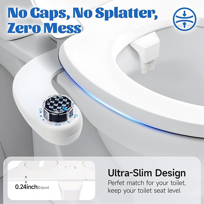 Bidet Attachment for Toilet Seat,Self-Cleaning Sprayer,Dual Nozzle Bidet with Adjustable Cold Water Pressure Control,Frontal & Rear Wash for the Elderly and Pregnant Women.Environmental Friendly Gift.