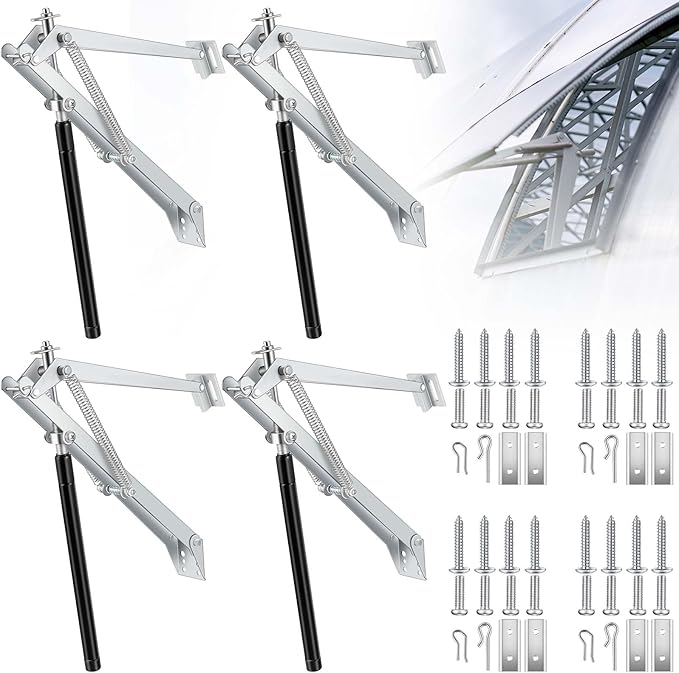 Amylove 4 Pcs Dual Spring Automatic Roof Vent Opener Greenhouse Accessories Solar Greenhouse Heater Sensitive Ventilation Kit Automatic Window Vent Opener Replacement for Gardening