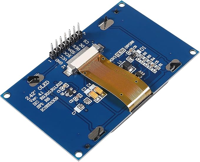 ACEIRMC 2.42 inch 128x64 OLED LCD Display Module SSD1309 7 Pin SPI/IIC I2C Serial Interface for Arduino UNO R3 (Yellow)