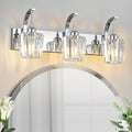 FDPBY Modern Bathroom Vanity Light, 3-Light Chrome Wall Sconce with Crystal Accents, Over Mirror Bathroom Lighting Fixture, 23.62" Long Dimmable Vanity Lamp for Makeup, Easy Installation