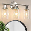 Unicozin 3 Light Vanity Lights, Brushed Nickel Wall Sconce Light with Clear Glass, Bathroom Light Fixtures, Wall Lights for Mirror, Living Room, Bedroom, Hallway, E26 Base (Bulbs Not Included)