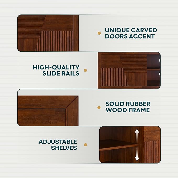 Trapeze TV Stand for Living Room – Wooden Media Console with Storage, Metal Legs, Large Walnut TV Stand for Stylish Home Entertainment Setup