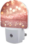 sndheke Rose Pink Glitter Night Light, Gold Sparkle Shine Bling Dusk to Dawn Night Light Plug in,0.5w Energy Saving Sleep Friendly NightLight for Kids Boys Girls Home Decor