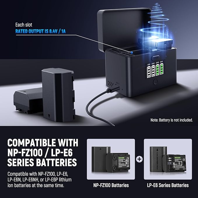 NEEWER NW-ZP4 2in1 Four Channel USB Camera Battery Charger - Image 2