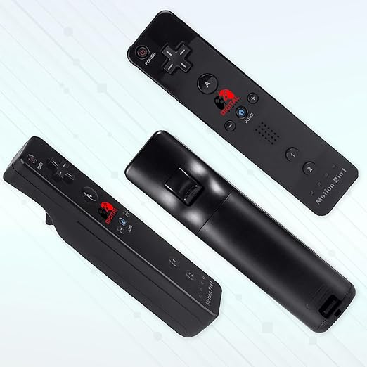 Digital Dynasty 2 Pack Motion Plus Wii Controller with Nunchuks - Wii Remote with Nunchuks Compatible with Nintendo Wii & Wii U (Black)