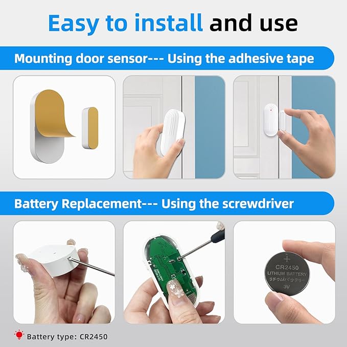 Daytech Wireless Door Chimes When Door Opens with 800ft Long Range, 20 Chimes, 5 Volume Levels Door Open Alarm for Home/Business/Store, Door Entry Alert System with 2 Receivers & 4 Sensors