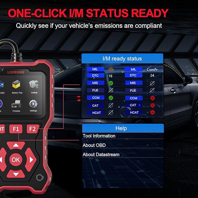 LOERUMG Professional OBD2 Scanner Diagnostic Tool Check Engine Code Reader EOBD/OBDII Scanner with Reset & I/M Readiness Auto Check Engine Enhanced Diagnostic OBD2 Scan Tool for Vehicles After 1996.